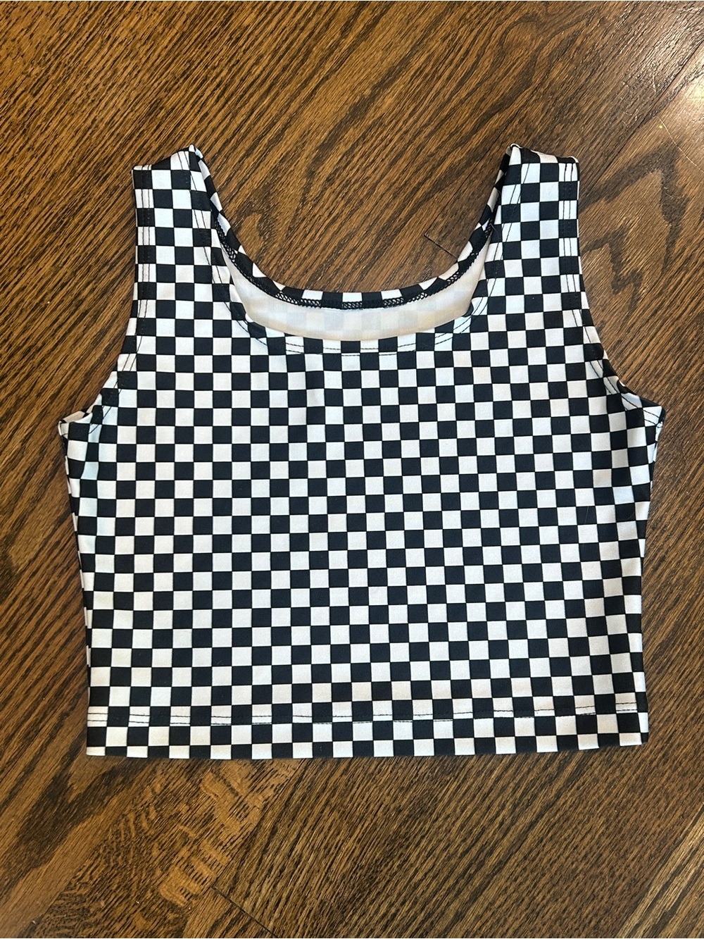 Black & White Checkered Crop Dance Tank Top